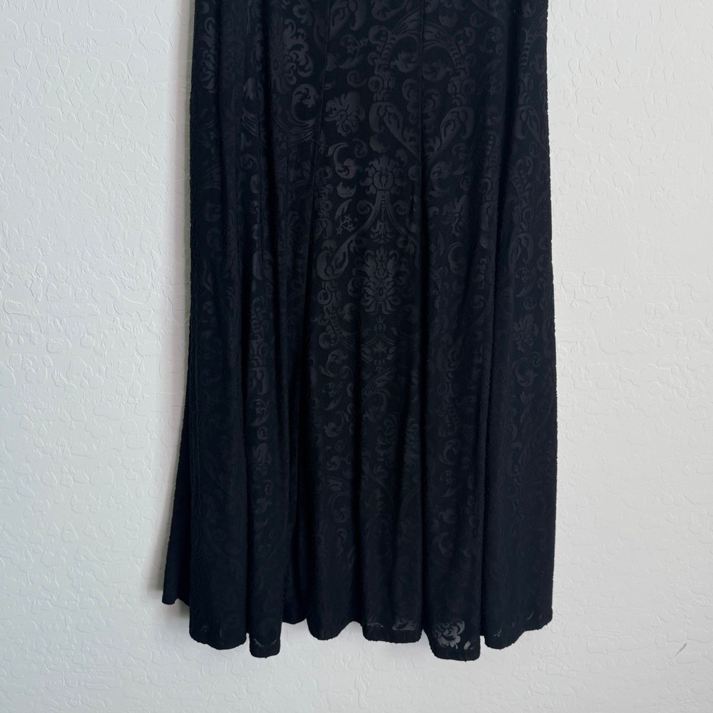 Chicos Black Damask Burnout Midi Skirt Elastic Waist Lined Sz L USA Whimsigoth - Picture 6 of 11